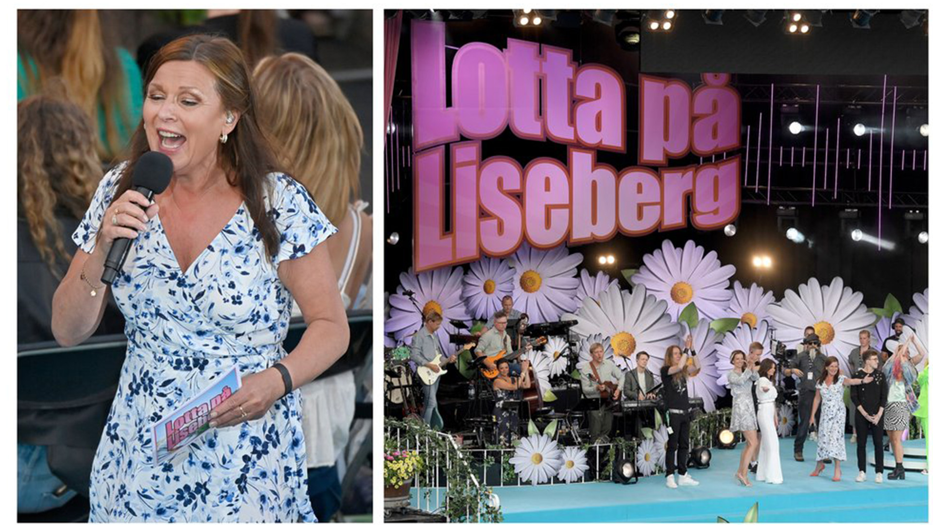 Lotta Engberg uppträder till vänster. Lotta på Liseberg scenen till höger.