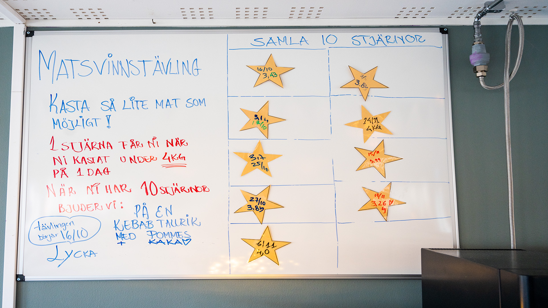 Tavla med stjärnor i matsvinns tävling